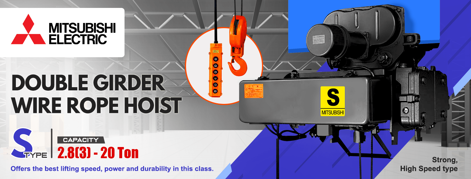 Jual Mitsubishi Electric Hoist Doublerail Wire Rope Hoist
